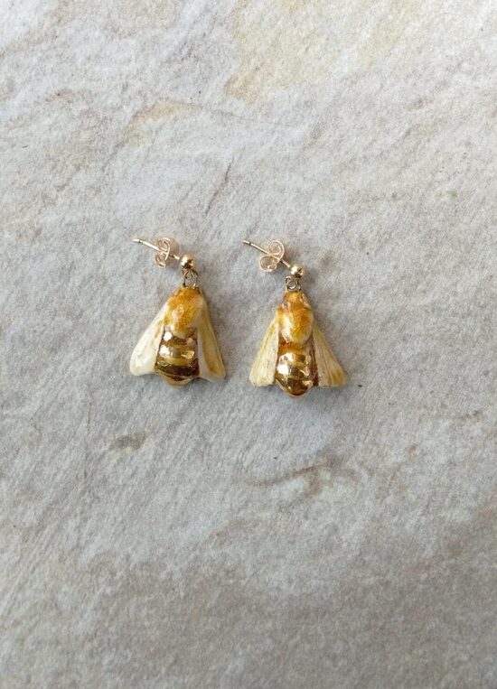 Ceramic Golden Honey Bee Earrings