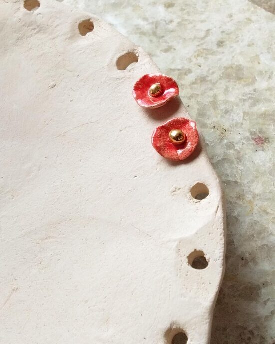 Ceramic Dainty Poppy Blossom Earrings
