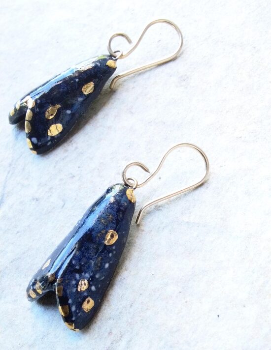 Ceramic Celestial Moth Earrings