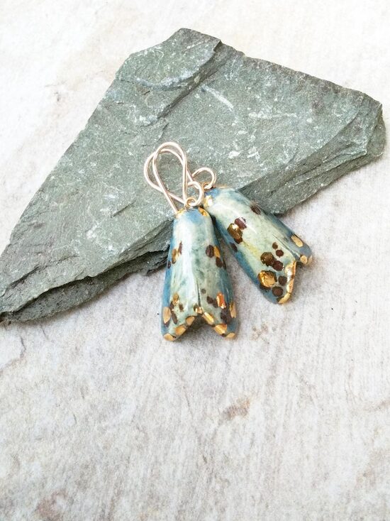 Ceramic Holly Blue Moth Earrings